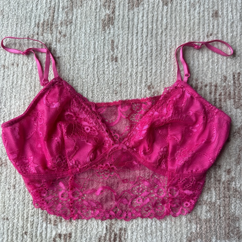 Pink Lace Crop Top